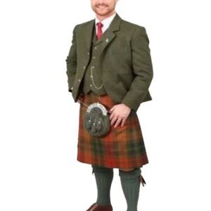 Forest Green Tweed Jacket Kilt Outfit for Men