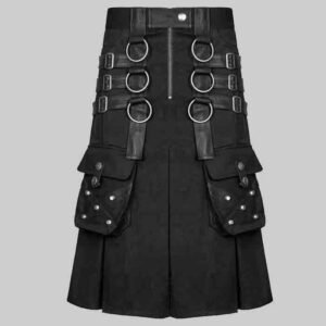 Black Cargo Gothic Utility Kilt
