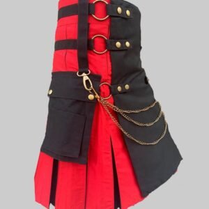 Black and Red Cargo Hybrid Kilt