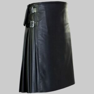 Black new Men Leather Kilt