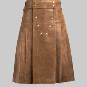 Brown Leather Kilt For Men