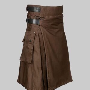Chocolate Brown Utility Kilt With Leather Strap