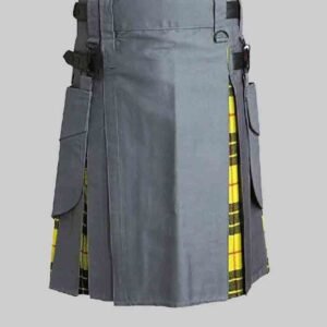 GREY UTILITY AND TARTAN HYBRID KILT