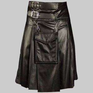 Luxurious Black Leather Kilt