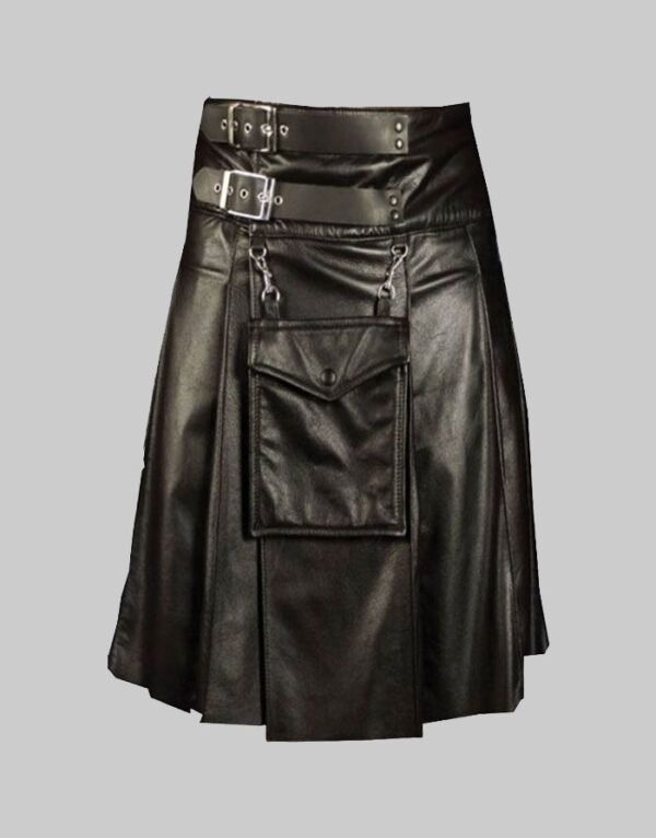 Luxurious Black Leather Kilt