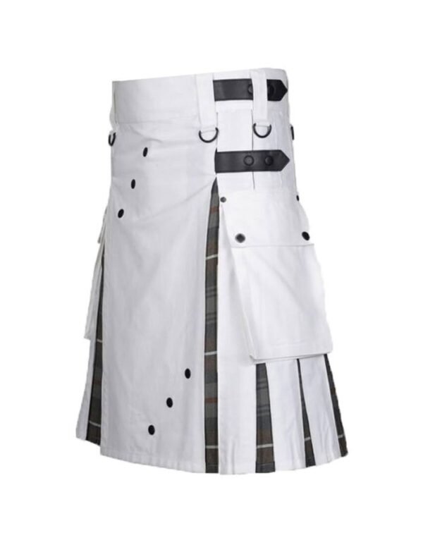 Men's White Cotton Utility Hybrid Kilt