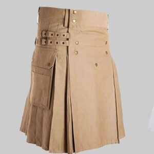 New Khaki Utility Kilt With Cargo Pockets