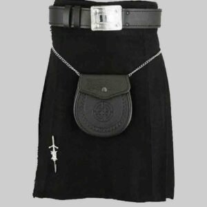 Solid Black Tartan Kilt