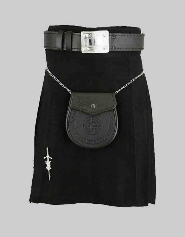 Solid Black Tartan Kilt