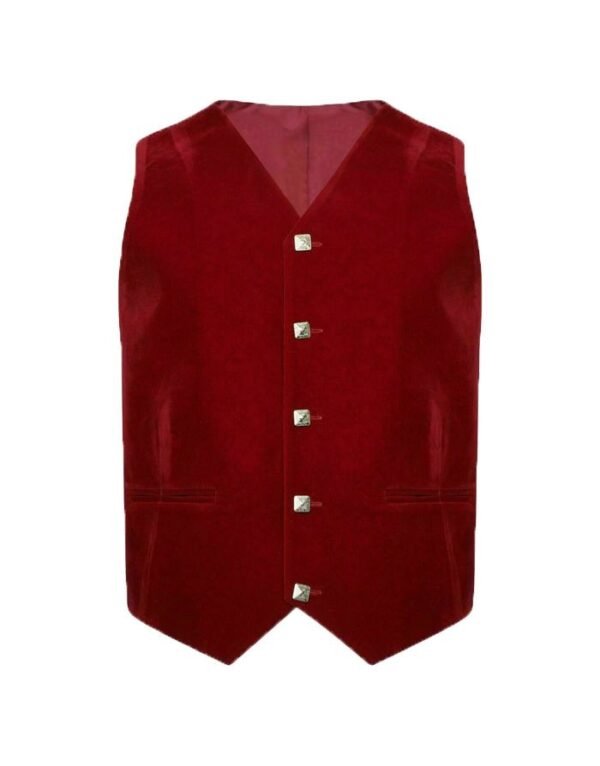Velvet Highland Wedding Red Argyle Jacket And Waistcoat - Image 3