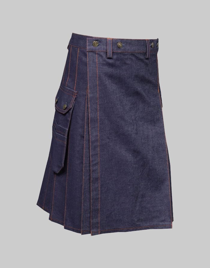 Classic Blue Denim Kilt For Men