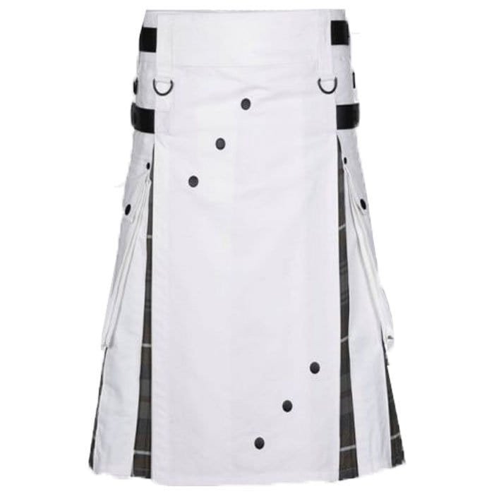 Men's White Cotton Utility Hybrid Kilt - Image 3