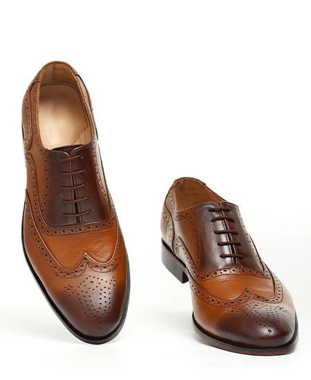 Shaded Brouge Brown Leather shoes - Image 4
