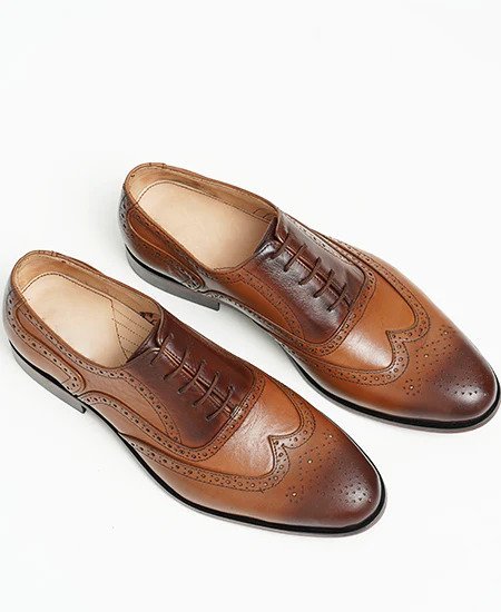 Shaded Brouge Brown Leather shoes - Image 2