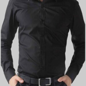 Black Cotton Dress Shirt for Men