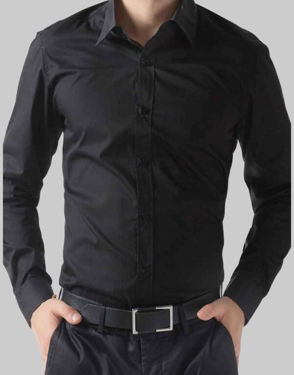 Black Cotton Dress Shirt for Men