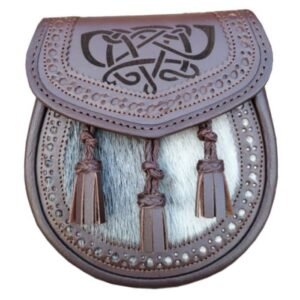 Brown Laser Etched Leather Seal Skin Semi Dress Sporran