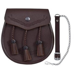 Classic Brown Leather Kilt Sporran Free Chain Strap