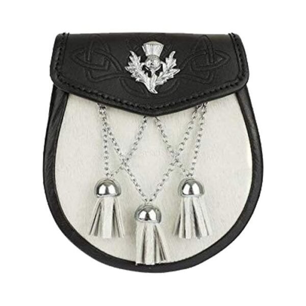 Embossed Thistle Leather Semi Dress Sporran