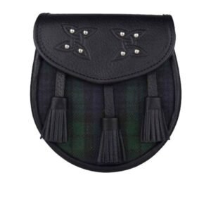 Genuine Leather With Black Watch Tartan Sporran