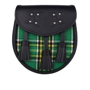 Genuine Leather With irish National Green Tartan Sporran
