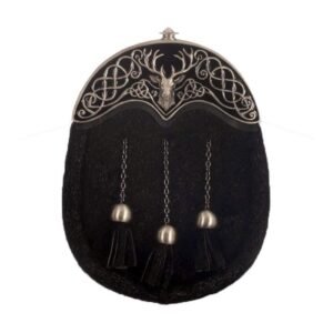 Stag Head Seal Skin Sporran Full Dress